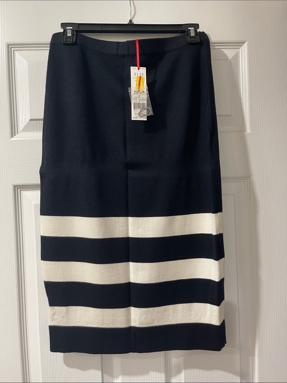 Elle Black and White Striped Pencil Skirt